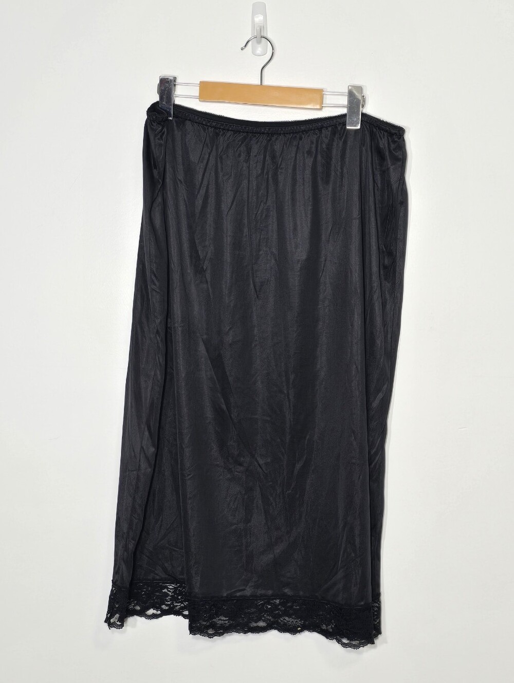 Vintage Black Classic Slip Lace Bottom Trim 100% Nylon Plus Size 26W-28W